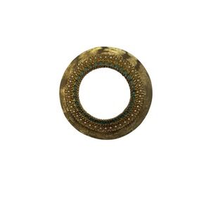 Vintage Benedikt NY‎ Gold Tone Faux Pearl Turquoise Bead Accent Round Brooch Pin